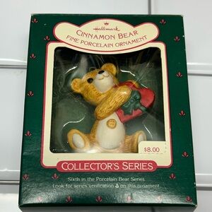 1988 Hallmark Keepsake Cinnamon Bear Porcelain 6th Ed. Christmas Ornament InBox